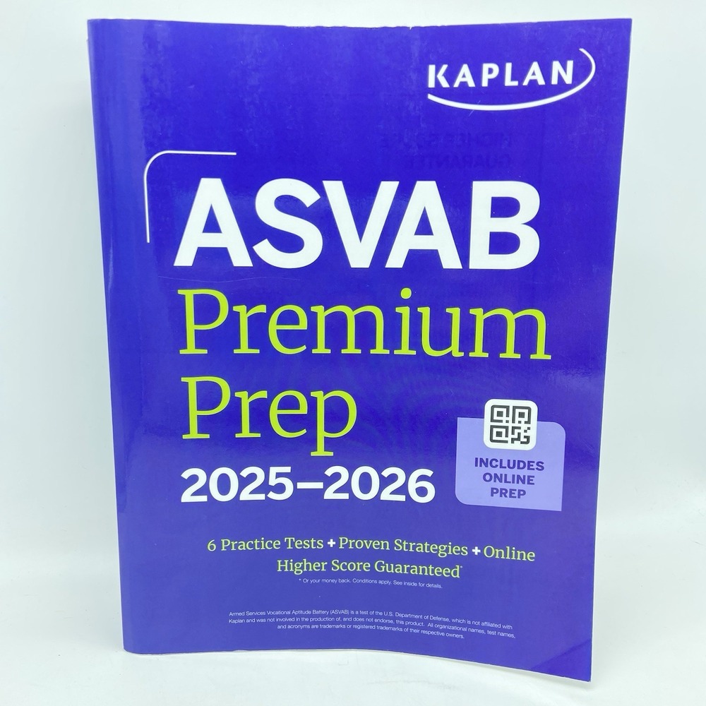 Kaplan ASVAB Premium Prep 2025-2026 Study Guide Military Exam Paperback GOOD